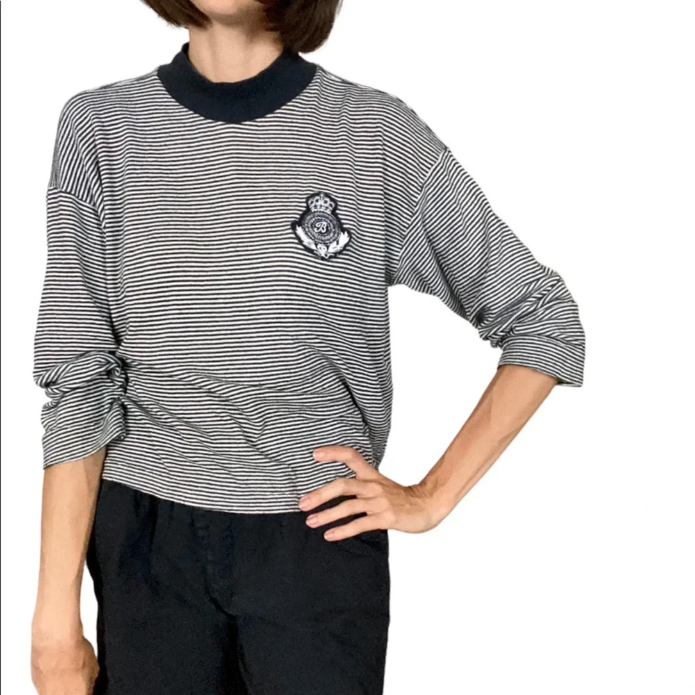 Vintage Striped Mock Neck Top - Picture 2 of 11